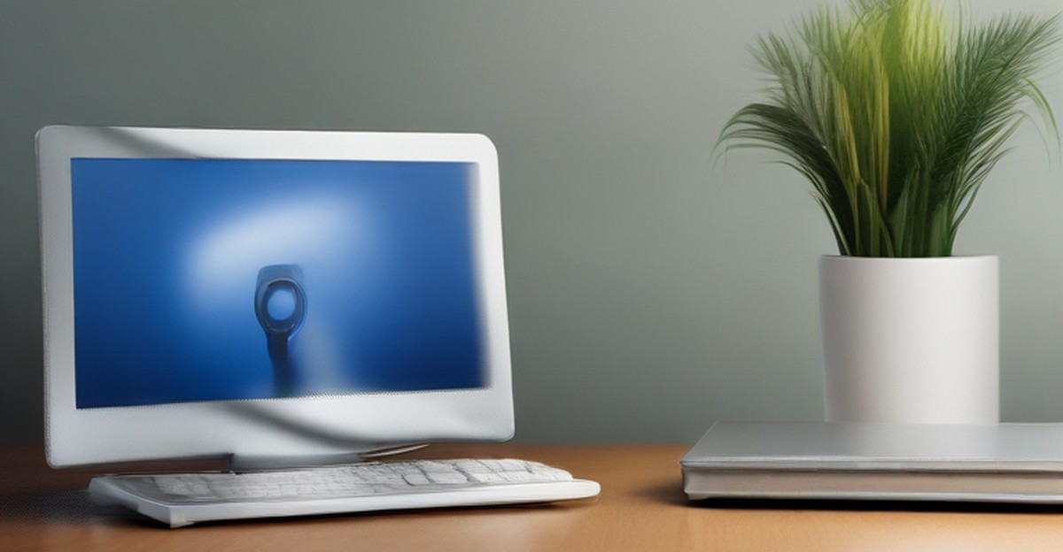 Office workstation displaying a security symbol 