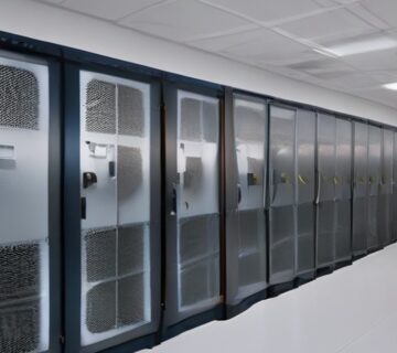 Server cabinets in a dedicated equipment room 