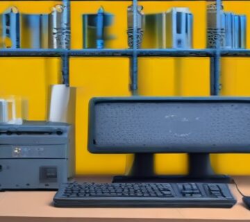 Computer workstation and network equipment on an IT maintenance bench 