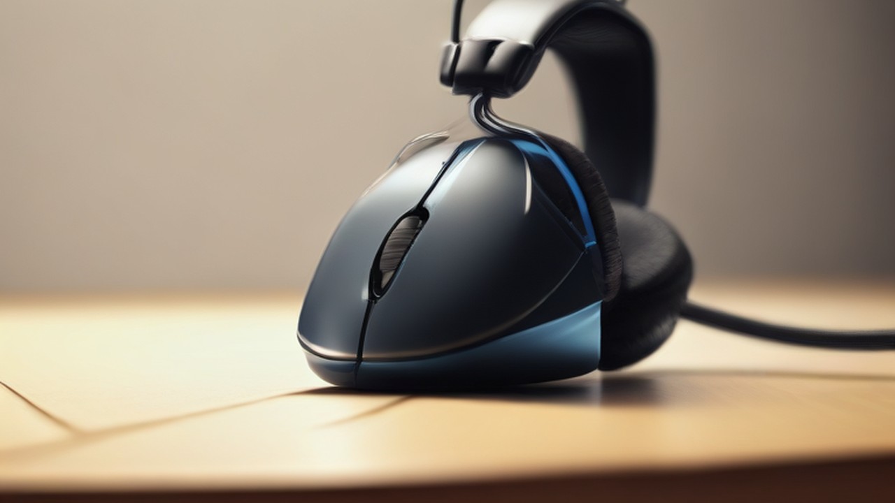 Computer mouse on a desk in warm evening light.