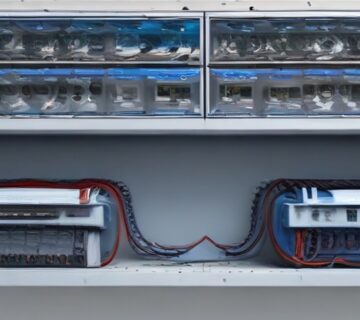 Network cabinet with switches and organized cabling 