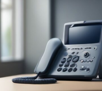 Business desk phone with a display for office communications 