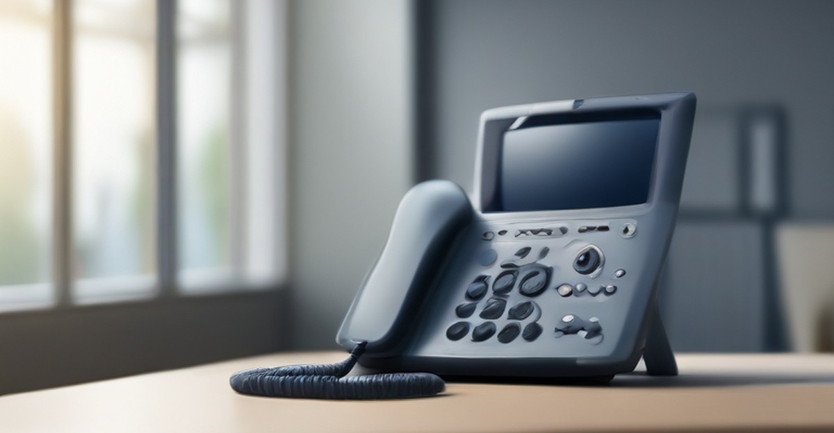 Business desk phone with a display for office communications 
