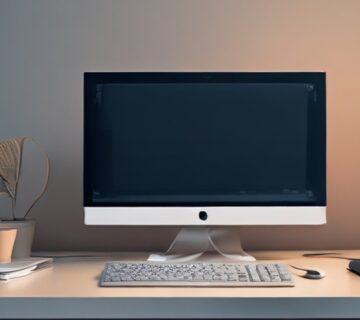 Desktop computer, keyboard and mouse on a tidy IT workstation 
