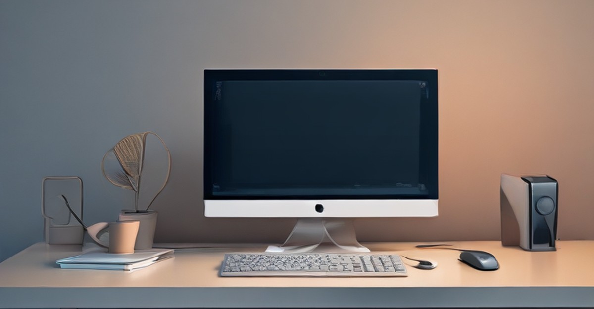Desktop computer, keyboard and mouse on a tidy IT workstation