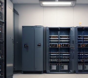A server closet being decommissioned beside an open plan office, illustrating staff productivity   ECASYS, Southern California