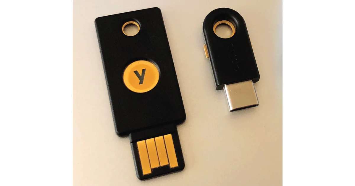 USB A and USB C hardware authentication keys