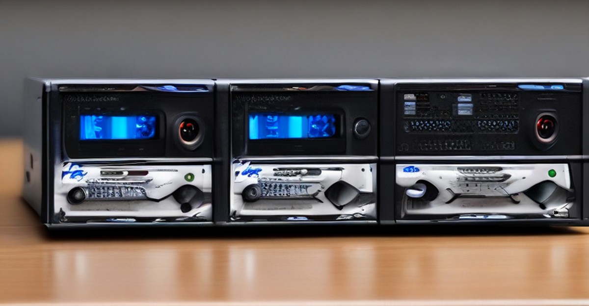 Redundant backup storage arrays in a server rack, illustrating help desk speed   ECASYS, Southern California