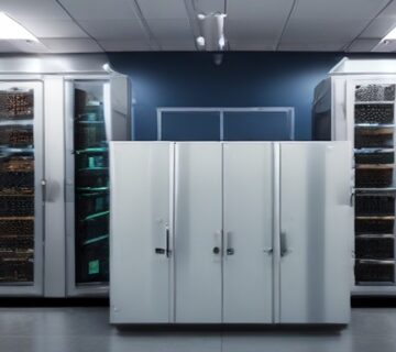 A server closet being decommissioned beside an open plan office, illustrating downtime prevention   ECASYS, Southern California