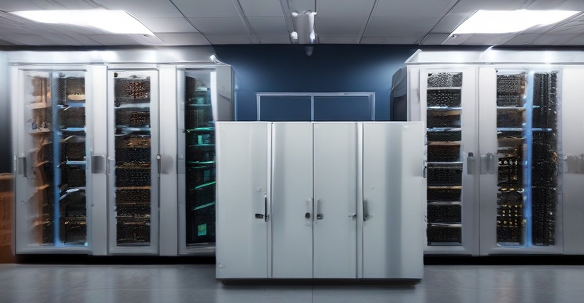 A server closet being decommissioned beside an open plan office, illustrating downtime prevention   ECASYS, Southern California