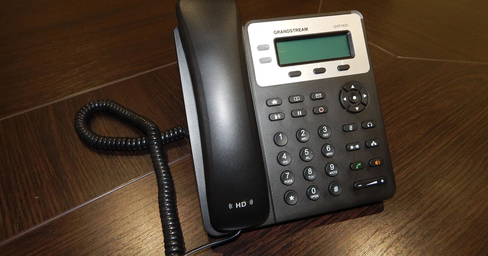 Business desk phone on an office table