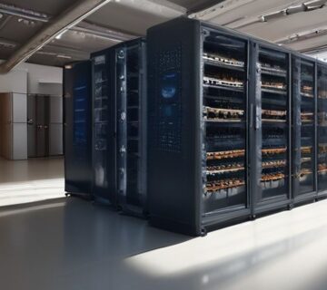 A tidy server rack with a technician checking a drive tray, illustrating server reliability   ECASYS, Southern California