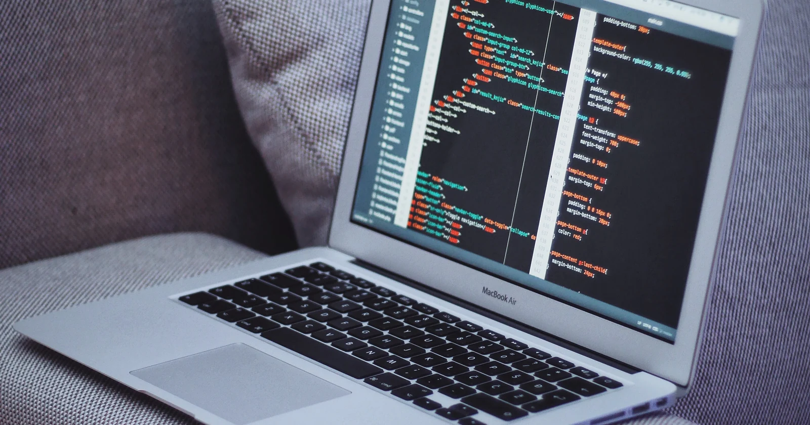 Laptop displaying software code