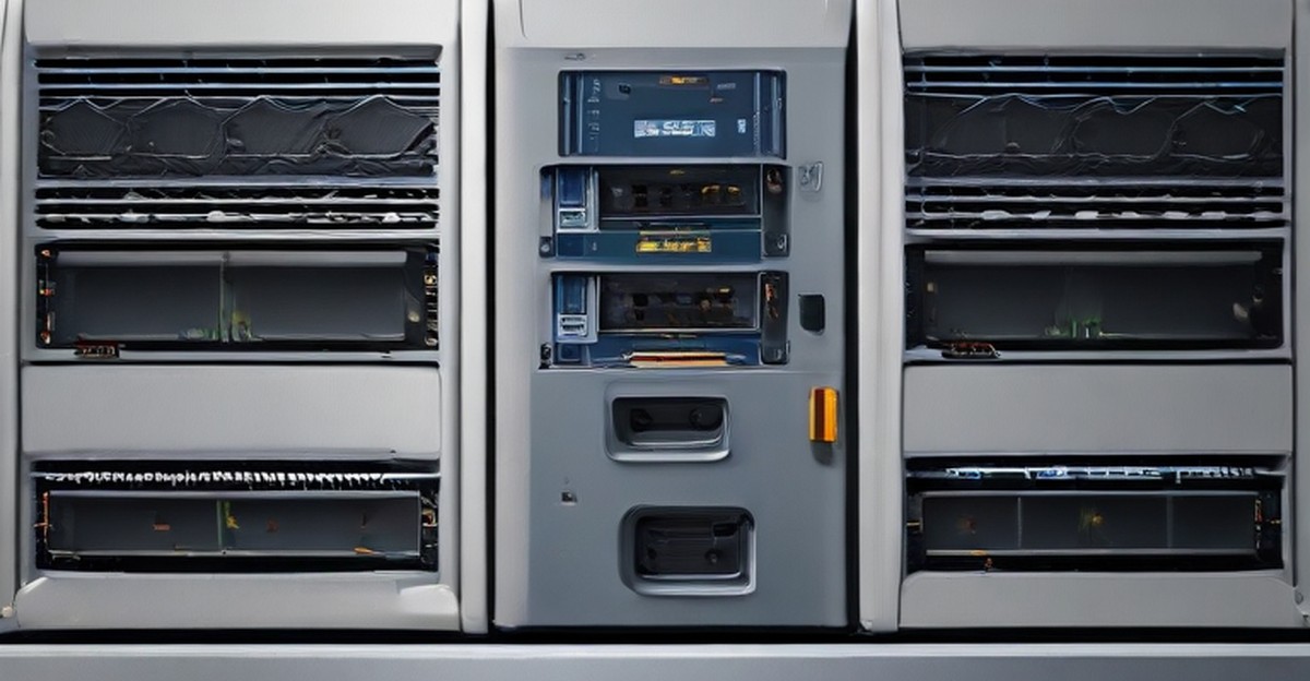 Redundant backup storage arrays in a server rack, illustrating cloud security   ECASYS, Southern California