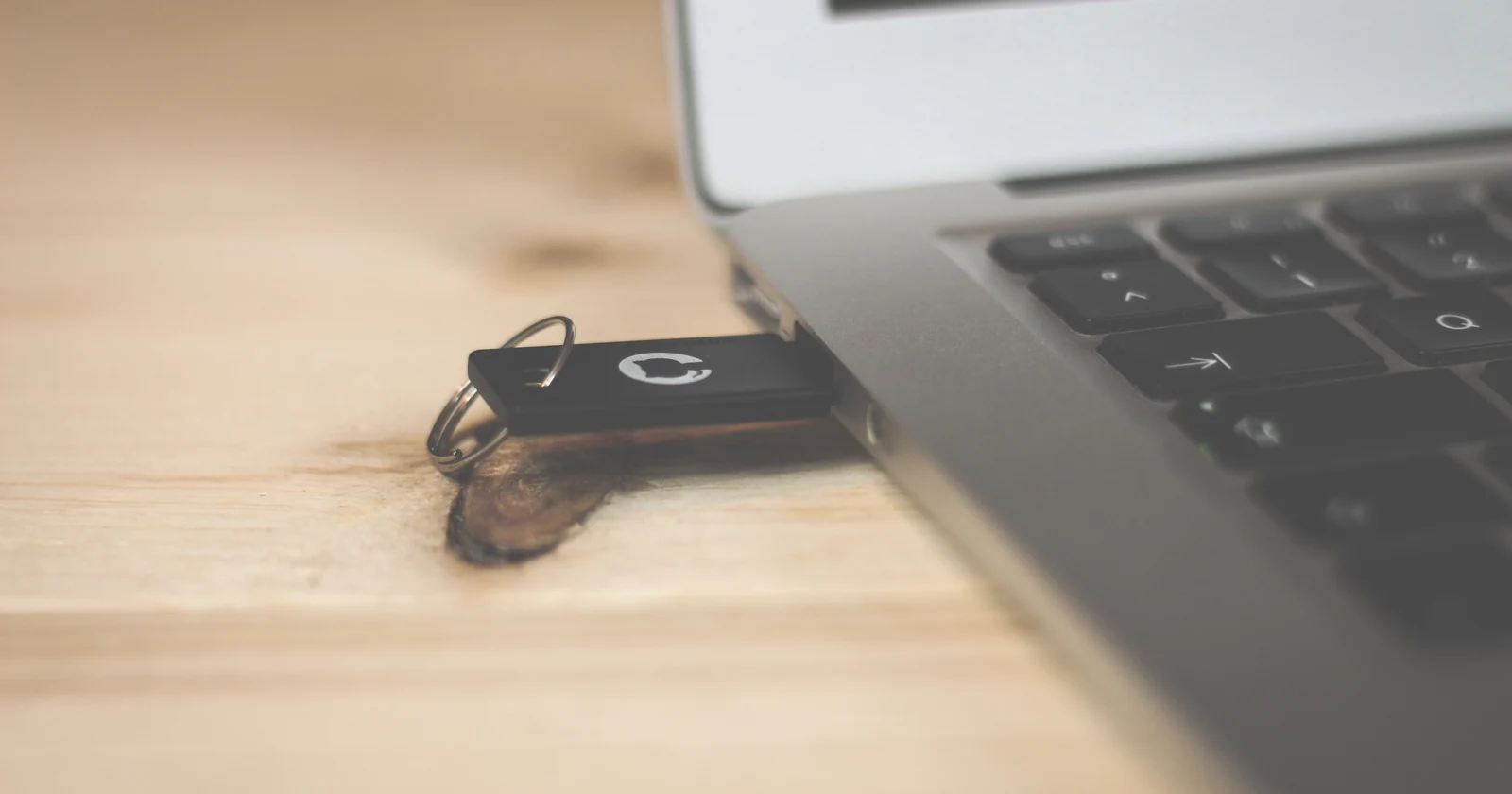USB storage drive connected to a laptop