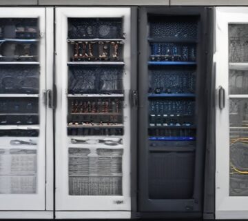 A server closet being decommissioned beside an open plan office, illustrating cloud security   ECASYS, Southern California
