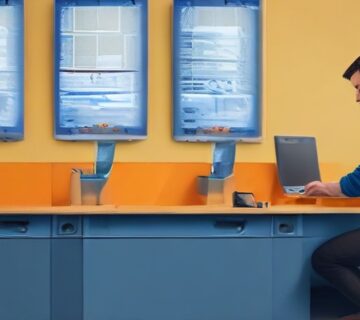 A technician servicing a laptop at an office workstation, illustrating infrastructure refresh   ECASYS, Southern California