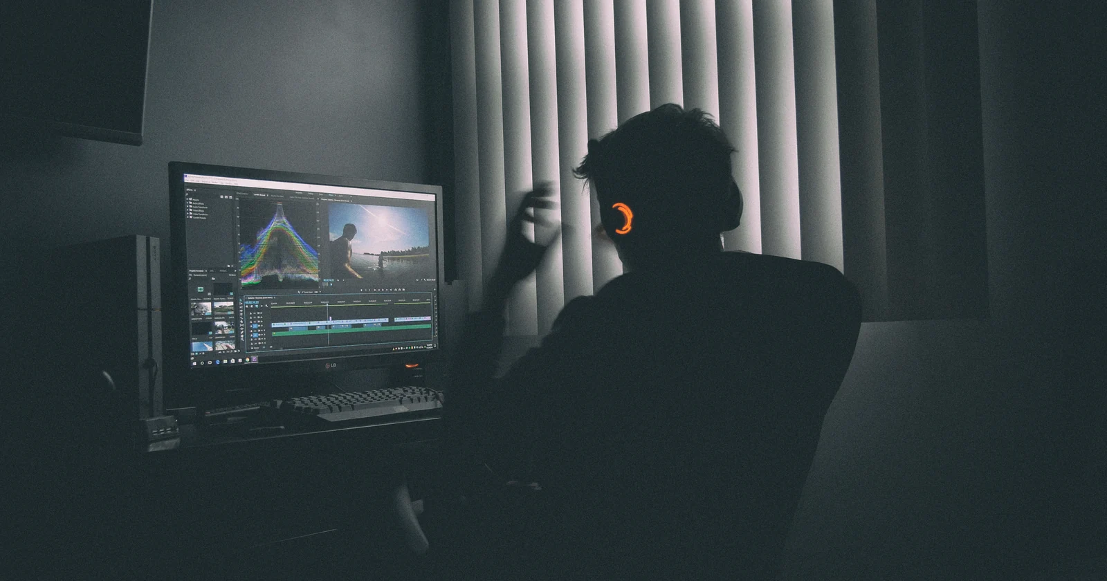 Person working at a computer workstation