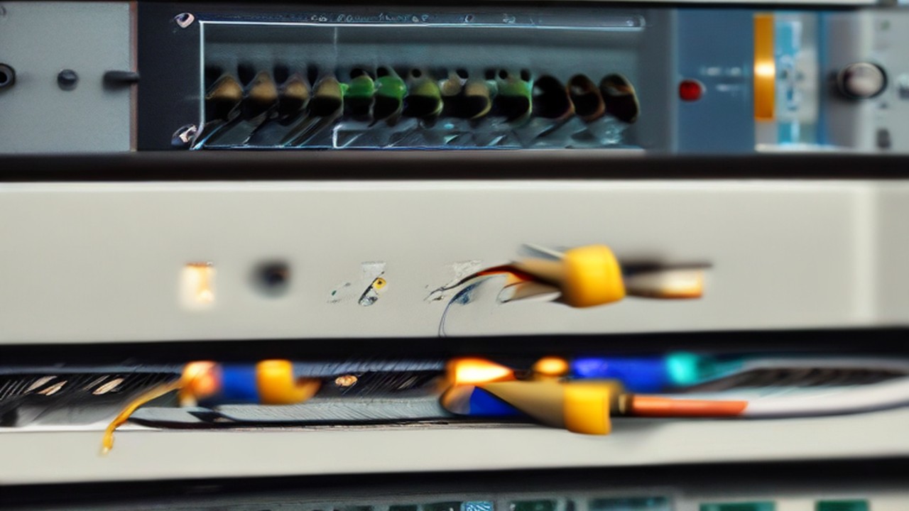 A fibre jumper being seated into a network patch panel port, illustrating infrastructure refresh - ECASYS, Southern California