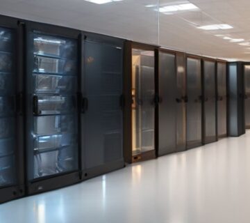 A technician checking a drive tray in a small server room, illustrating compliance basics   ECASYS, Southern California