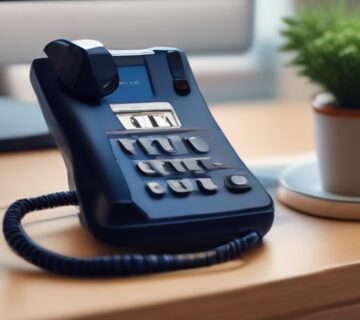 A VOIP desk phone and headset on an office desk, illustrating infrastructure refresh   ECASYS, Southern California