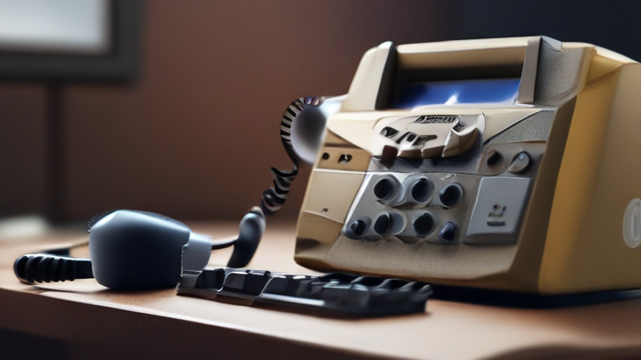 A VOIP desk phone handset showing a steady line-status indicator, illustrating infrastructure refresh - ECASYS, Southern California