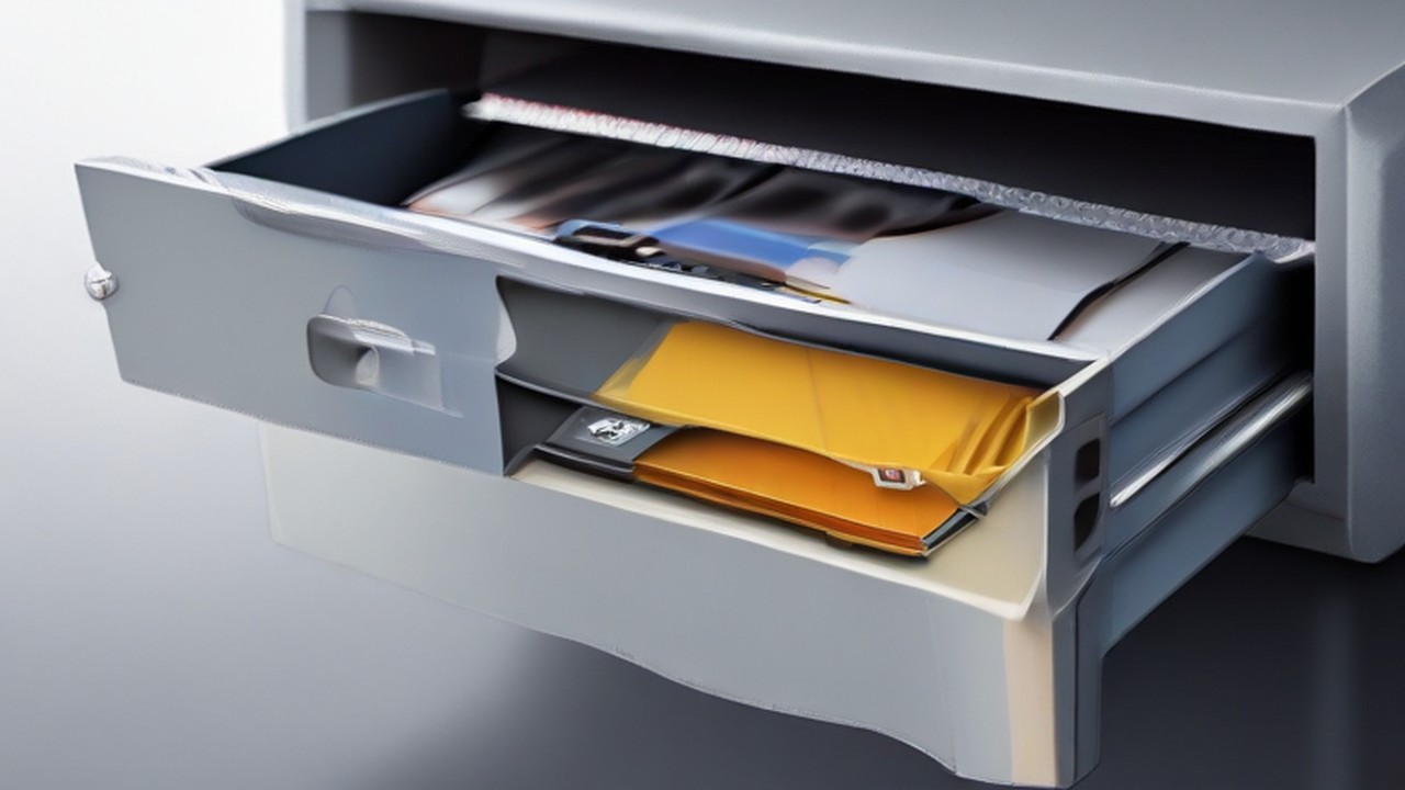 A labelled backup drive tray being withdrawn from storage, illustrating financing options - ECASYS, Southern California
