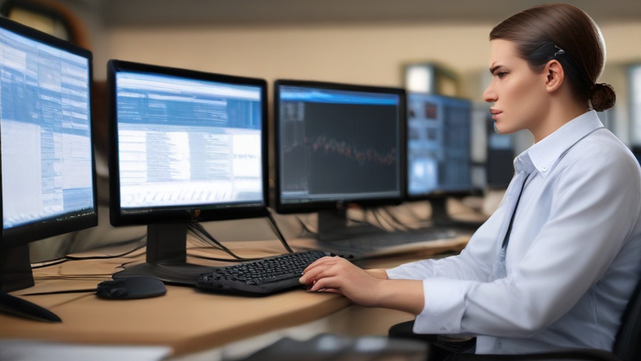 A support headset beside a keyboard at an IT monitoring desk, illustrating phone system reliability - ECASYS, Southern California