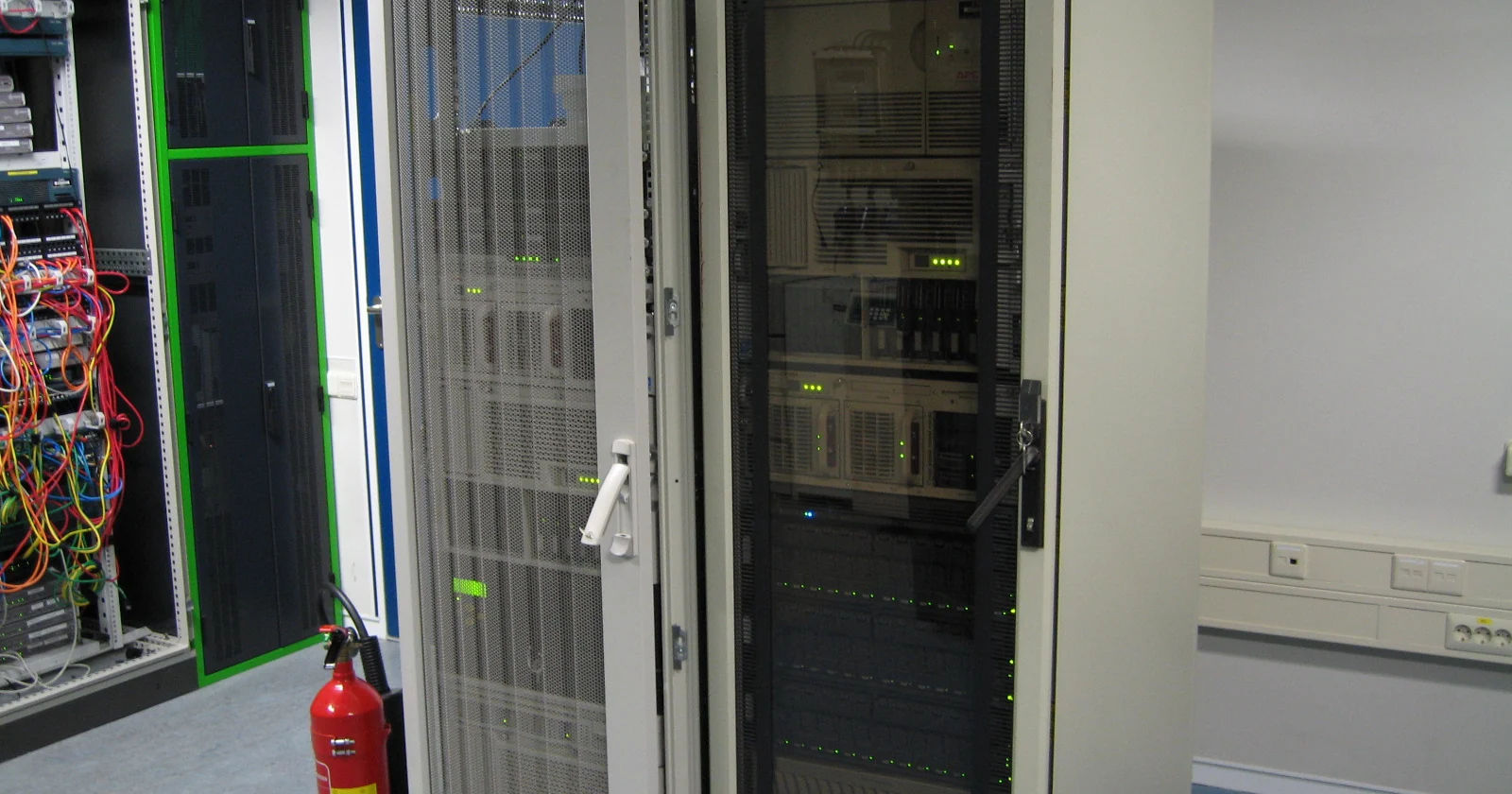 Server cabinets in a small equipment room