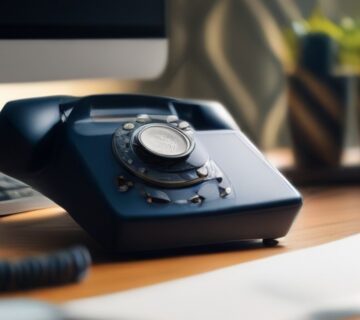 A VOIP desk phone and headset on an office desk, illustrating financing options   ECASYS, Southern California