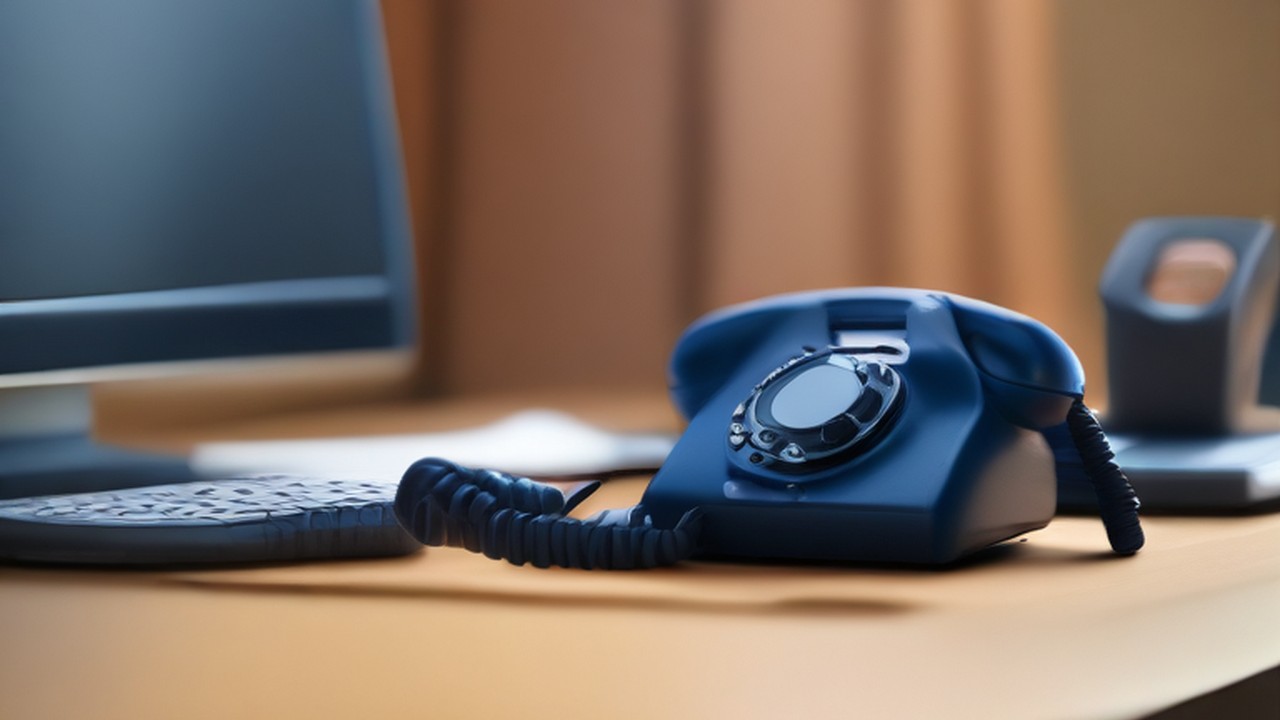 A VOIP desk phone handset showing a steady line-status indicator, illustrating financing options - ECASYS, Southern California