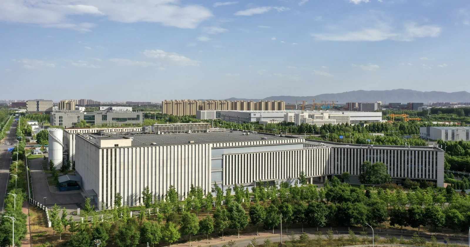Exterior of a large data center campus
