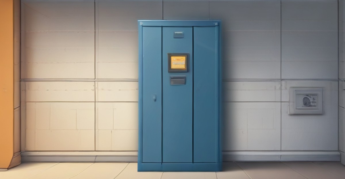 A locked network cabinet and badge reader in a quiet utility room, illustrating 24 7 monitoring   ECASYS, Southern California