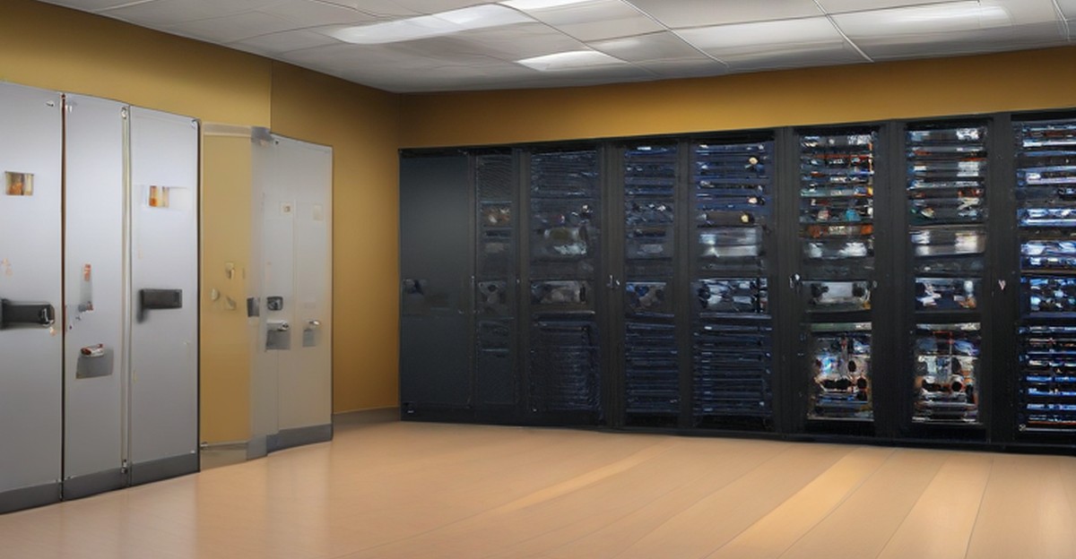 A technician checking a drive tray in a small server room, illustrating vendor questions ECASYS, Southern California