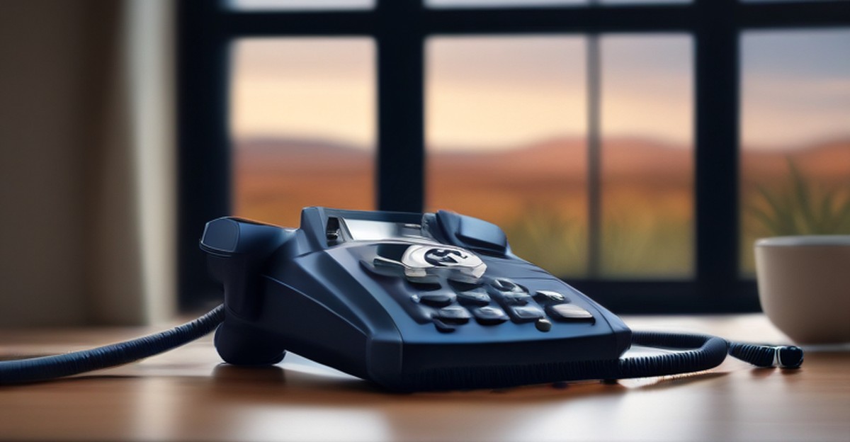 A modern desk phone and headset on an uncluttered office desk, illustrating vendor questions ECASYS, Southern California