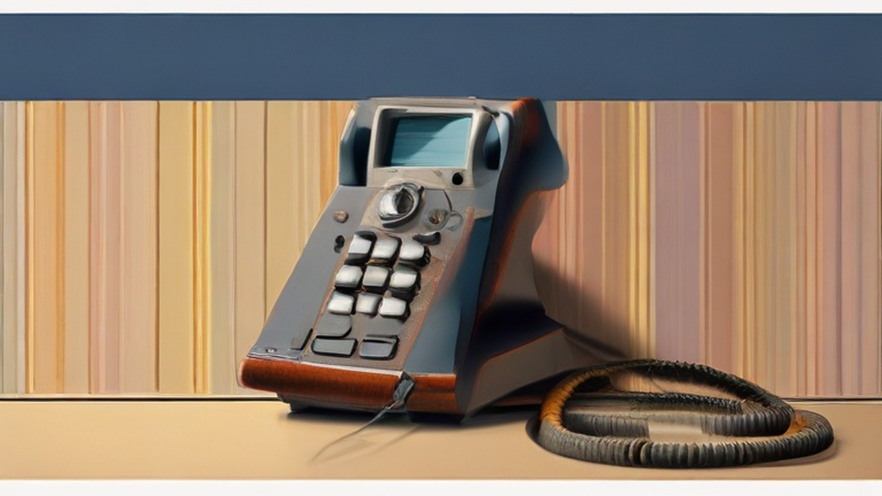 A desk phone handset resting in its cradle with a steady status light, illustrating vendor questions - ECASYS, Southern California
