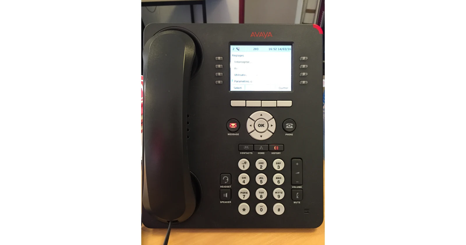 Office IP desk phone with display and keypad