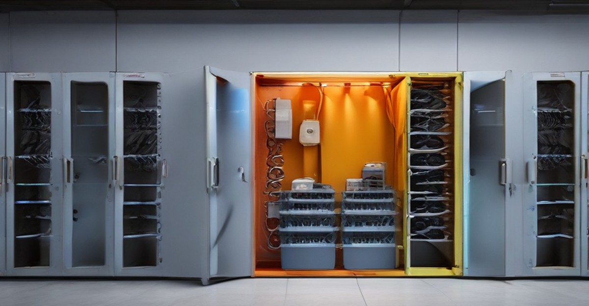 A server closet being decommissioned beside an open plan office, illustrating migration planning ECASYS, Southern California