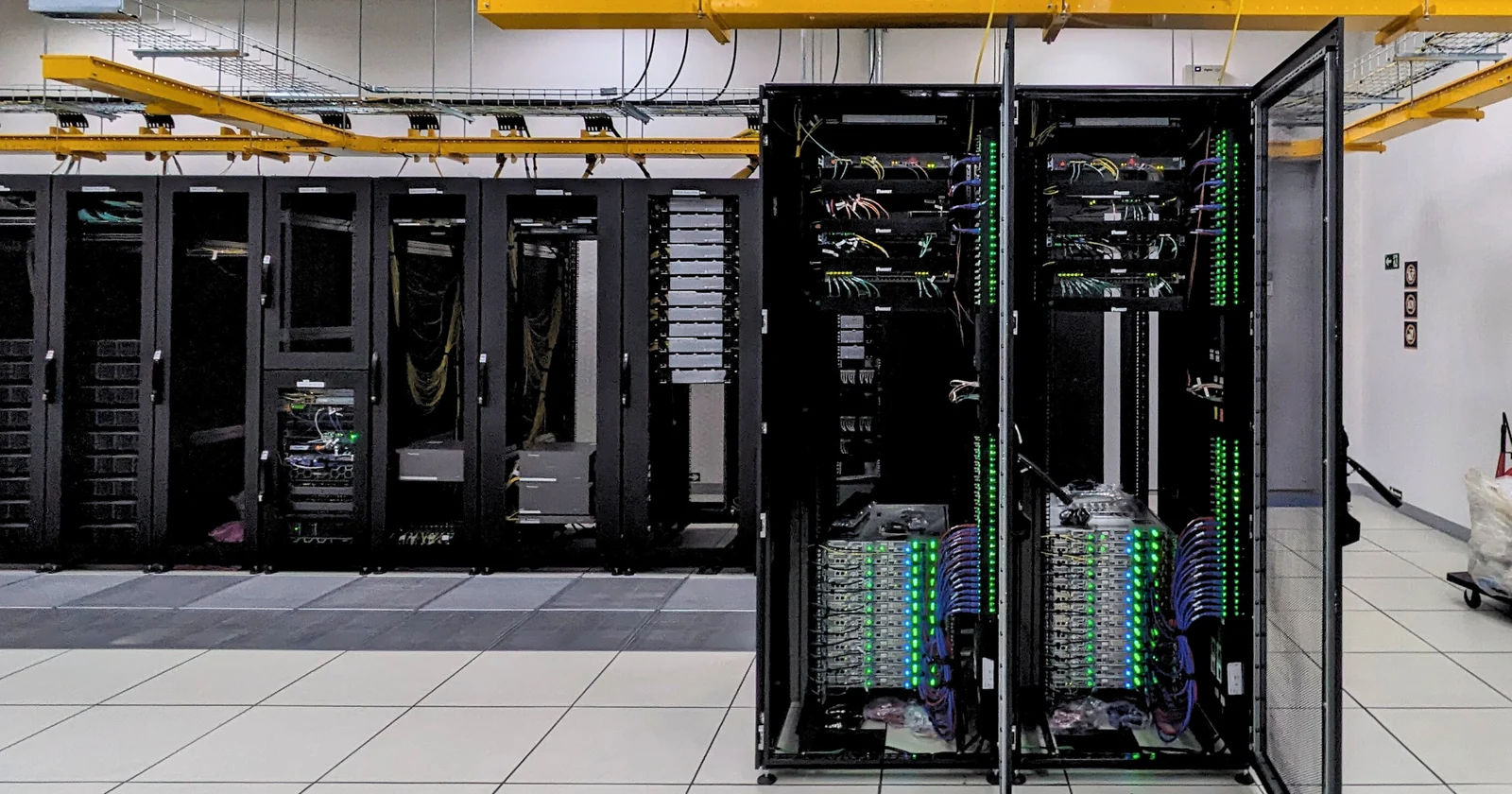 Server racks and network infrastructure in a data center