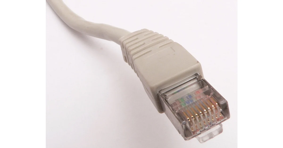 Close up of an Ethernet cable connector