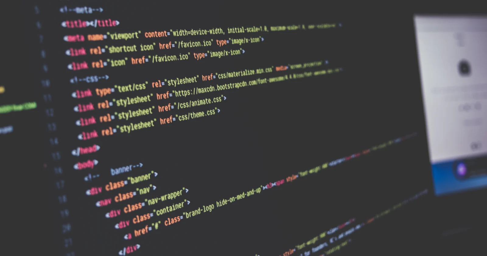 Software source code displayed on a computer monitor