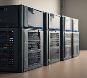 Redundant backup storage arrays in a server rack, illustrating migration planning   ECASYS, Southern California