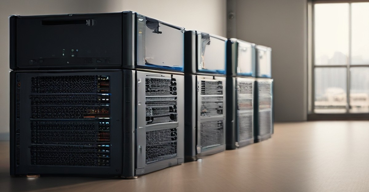 Redundant backup storage arrays in a server rack, illustrating migration planning   ECASYS, Southern California